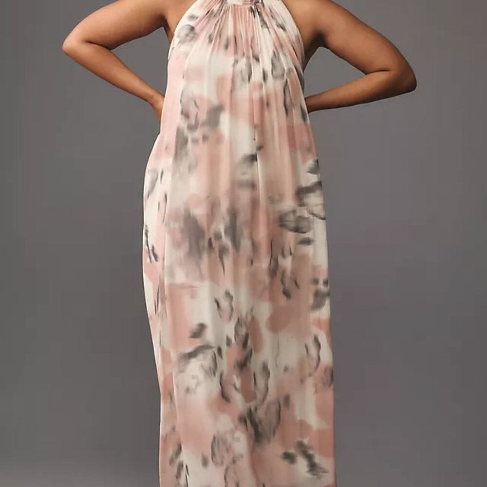 Anthropologie Maeve Halter SHEER Printed Maxi Dress XLMuted Desert inspired NWT